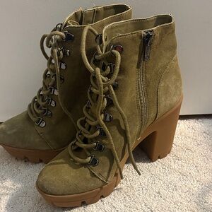 Jessica Simpson Khaki Lace-Up Boots